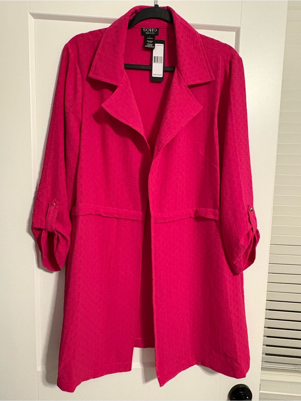 Soho Apparel Hot Pink Open-Front Shirt